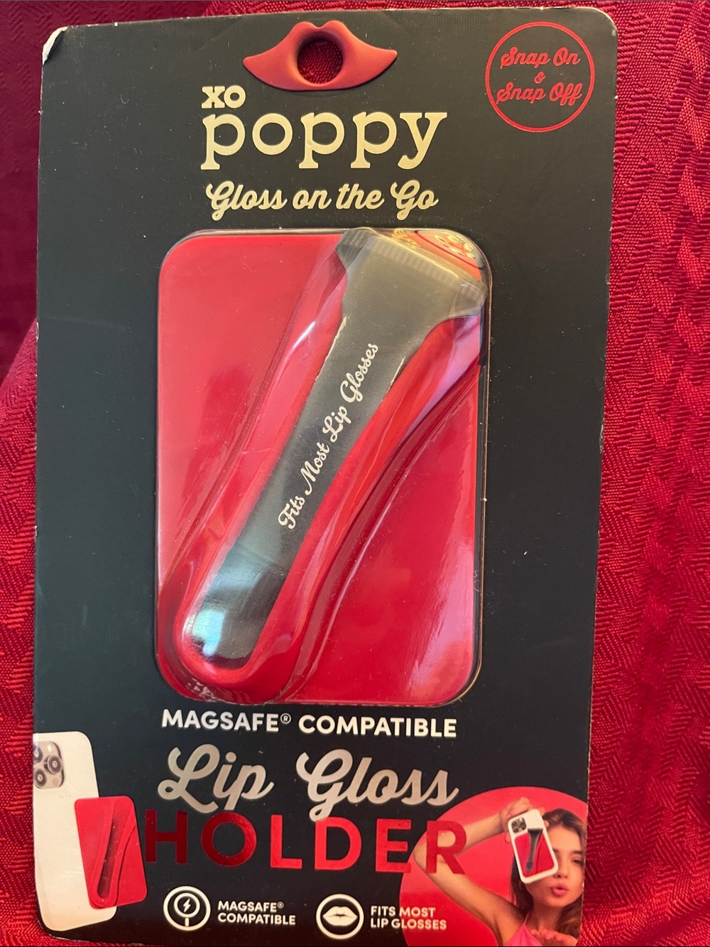 xo poppy Black MagSafe-Compatible Lip Gloss Holder